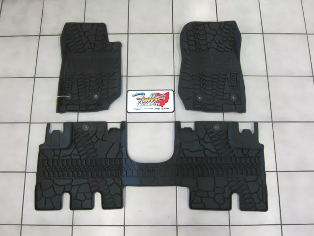 2014-2018 Jeep Wrangler JK Unlimited Rubber Slush Floor Mat Cargo Tray Set Mopar 2