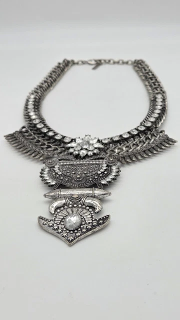Collier égyptien Ancien En Argent 800 Et Or émail - Pendentif Charm, Occasion !