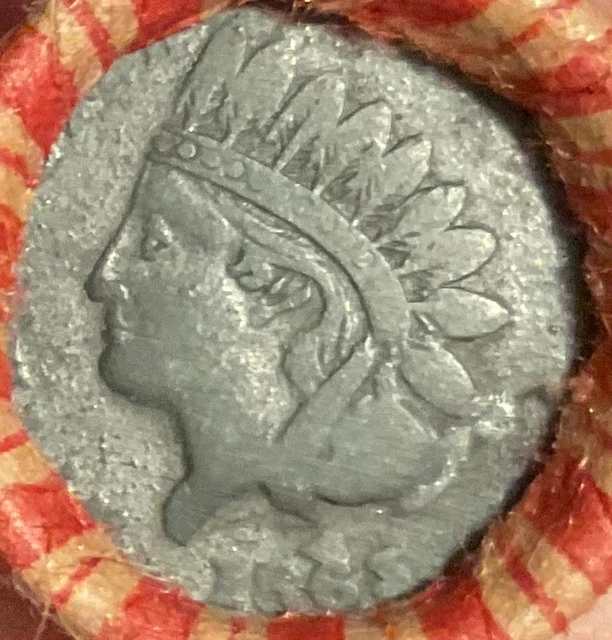 Crimped & Sealed Wheat Pennies cent roll capped with old Civil War Token #84