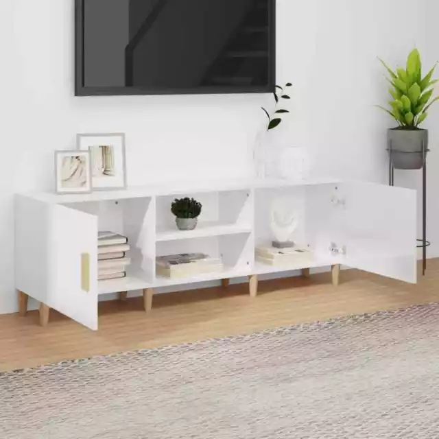 TV Cabinet High Gloss White 150x30x50 cm Engineered Wood 3