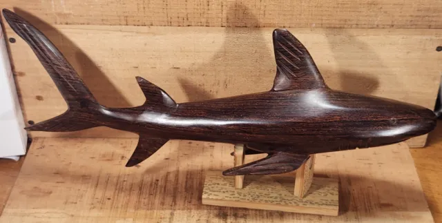 Ironwood Shark Hand Carved Mcm 13 Inches Long Mid Century Bx20
