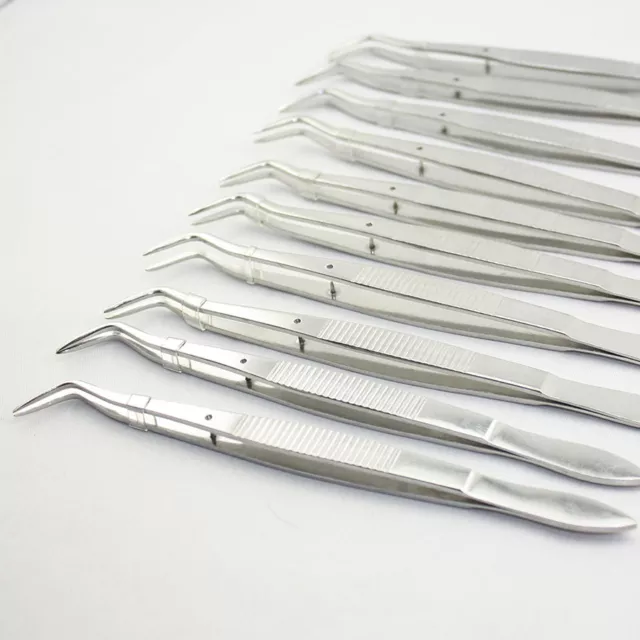 10 PCS Dental Medical Stainless Steel Tweezers Lab Equipment High Quality