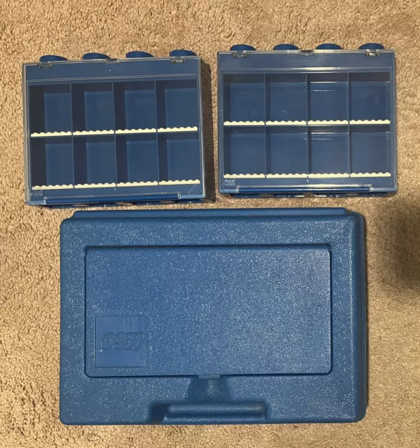 Lego 2011 Minifigure Display Case Figure Storage Blue Hanging X2 + 1983 Storage