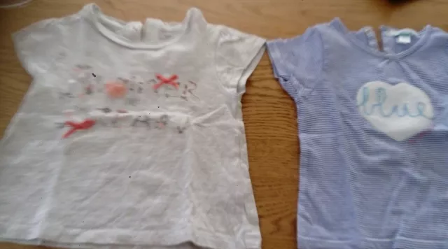 Lot de 2 tee-shirts manches courtes bébé fille 18 mois TBE