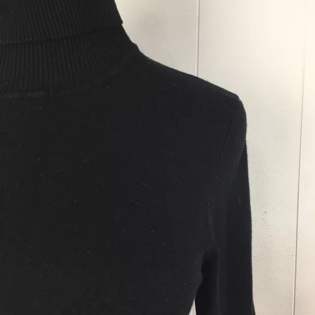 Andrew Marc Turtleneck Sweater Women M Black Solid Pullover Rayon 34x23 3