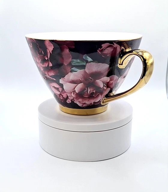 FOX AND IVY Tesco Fine China Large Mug Purple And Gold Floral