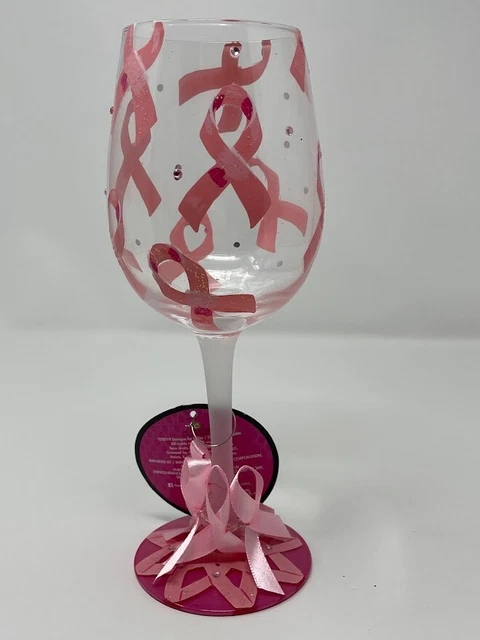Taza de vaso para cáncer de mama cinta rosa LOLITA Love My Wine