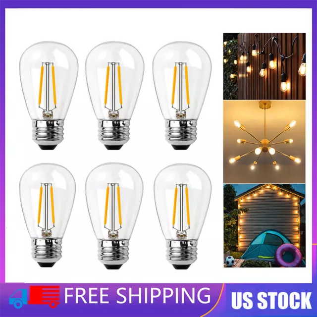 Shatterproof E26 S14 LED Light Bulbs 2W Clear LED Edison Bulbs for String Lights