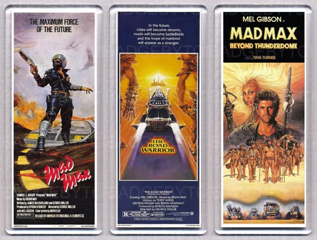 MAD MAX  SET OF THREE LARGE movie poster 'wide' FRIDGE MAGNETS -MEL GIBSON!