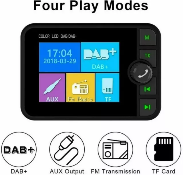 Adaptateur radio numérique 2,4" dans la voiture DAB DAB + LCD AM FM émetteur magnétique USB UK