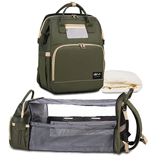 Diaper Bag Backpack with Changing Pad, Baby Bag for Boys Girls, Army Green