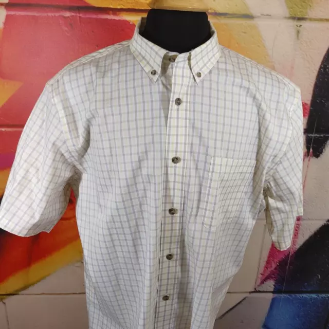 Cabela's Shirt Mens XL Yellow Plaid Short Sleeve Button Down