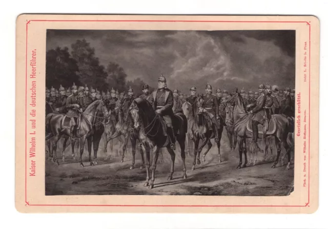 CAB Foto Kaiser Wilhelm I. und die deutschen Heerführer + Widmung - 1882