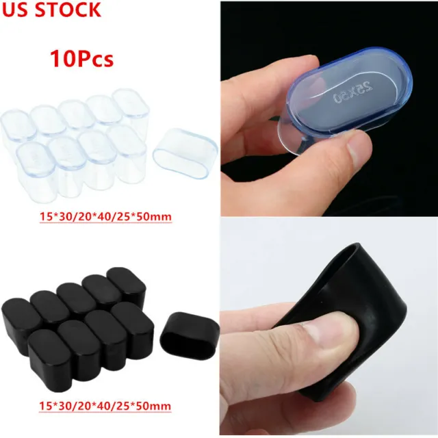 10Pcs Oval Rubber Furniture Foot Table Chair Leg End Caps Covers Floor Protector