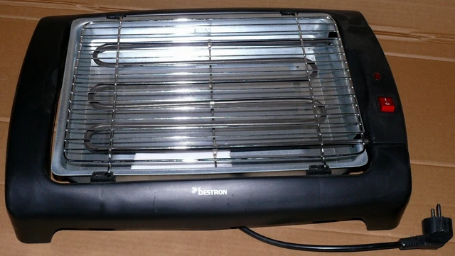 BESTRON DJA802T Elektro Tischgrill barbecue Party Grill 36x26cm 2000W Schwarz