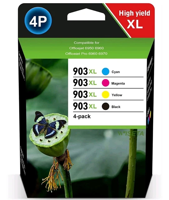 Cartucce Inchiostro Compatibili per HP 903 XL Nero Ciano Giallo Magenta, 4-Pack