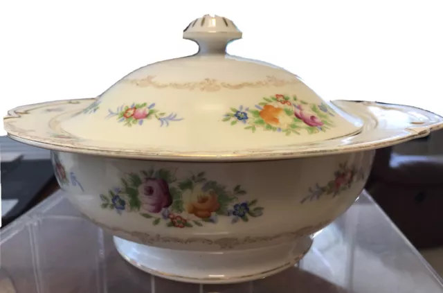 Vintage Kongo China Hand Painted Floral Pattern Bowl With Lid