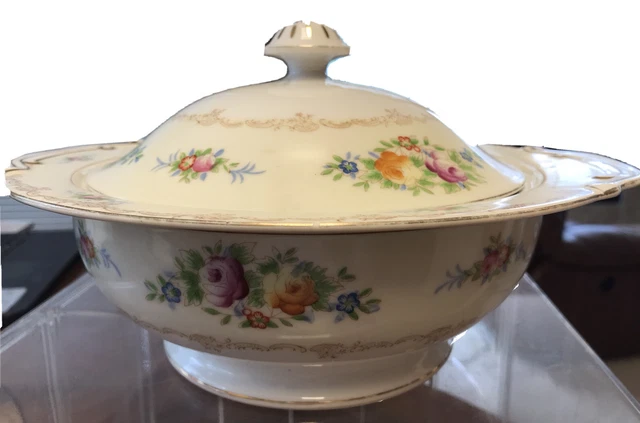 Vintage Kongo China Hand Painted Floral Pattern Bowl With Lid