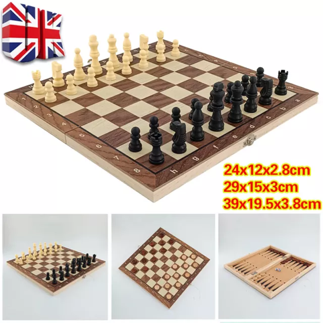 Large Chess Wooden Set Folding Wood Board Game Pieces Sets Chessboard 39*39cm C