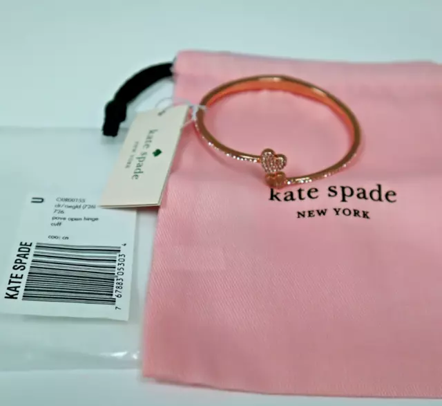 Kate Spade New York Yours Truly Pave Open Hinge Cuff Bracelet Rose Gold – NEW