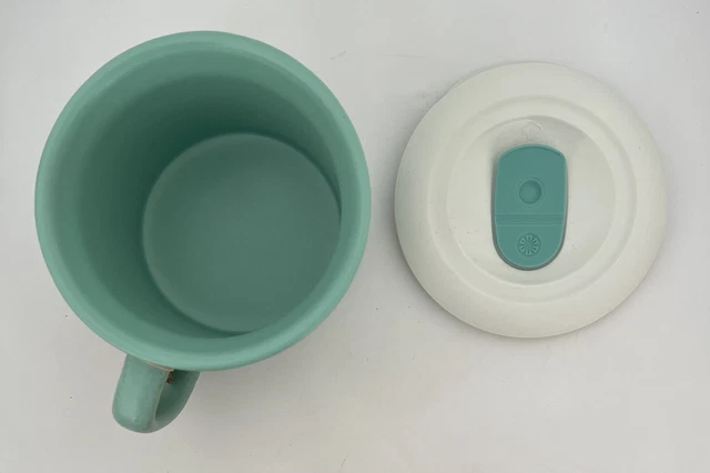 NEW CorningWare 20 oz Soup / Meal Mug w/ Lid • Pebbled Finish • Turquoise Green 3