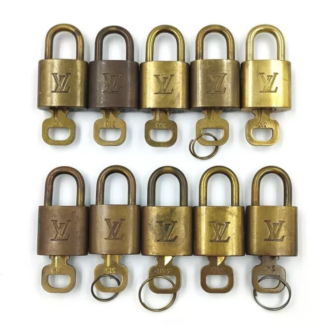 Louis Vuitton Lock & Key for Bags Brass Gold set of 10 Number Random PadLock