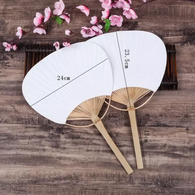White Hand Held Fan Folding Bamboo Paper Wooden Wedding Decor new US Events T4C0