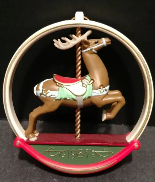 1987 Carousel Reindeer Hallmark Keepsake Christmas Ornament B6