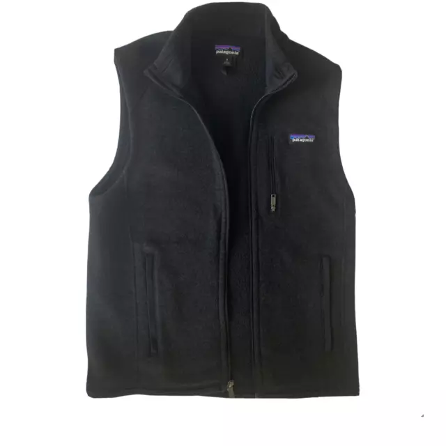 Patagonia Mens Better Sweater Vest Size S Black Worn Wear Full Zip Style 25881