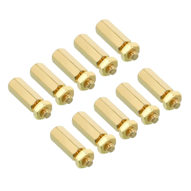 15mm+6mm M4 Standoff Screws 40 Pack Brass Hex PCB Standoffs Nuts Gold Tone