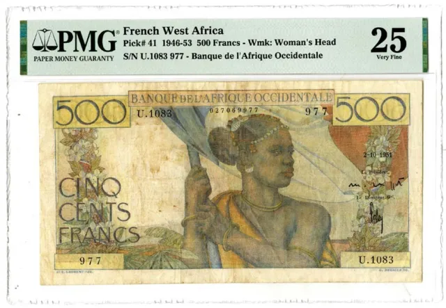 W. Africa. Banque de l'Afrique Occidentale, 1951 Issued Banknote