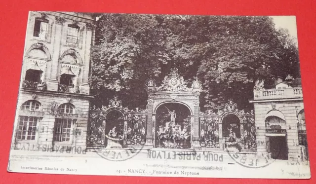 Cpa Carte Postale 1911 Nancy Fontaine De Neptune   54 Meurthe Et Moselle
