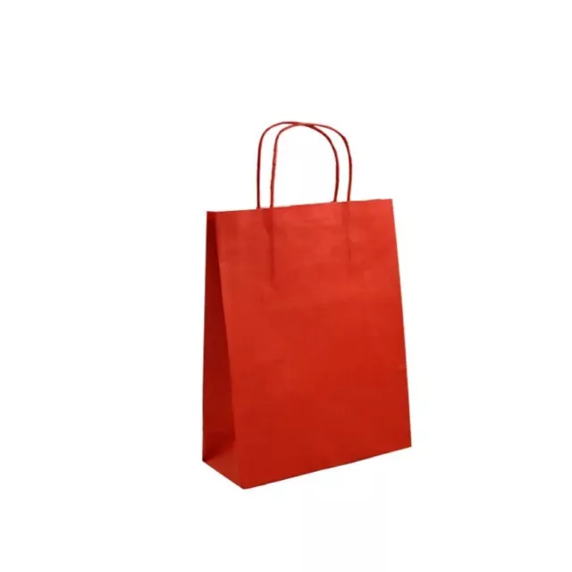 25 PZ Busta Shopper in carta kraft millerighe ROSSA 36+12x41 cm 1CWC