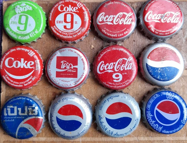 Enseigne vintage de capsule de bouteille de Coca-Cola : oeuvre d'art murale en métal blanc patiné