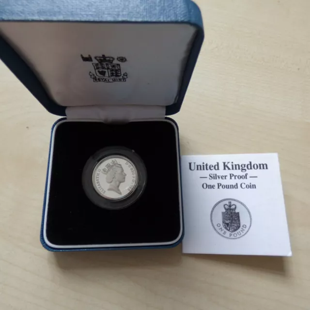 1988 £1 Silver Proof One Pound Coin Boxed With COA