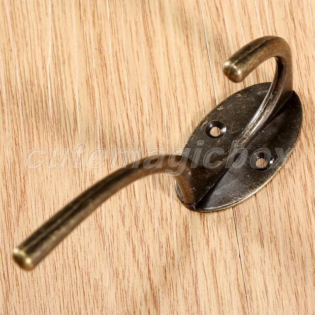 Vintage Brass Hanger Antique Bathroom Wall Door Towel Coat Mount Hooks Holder