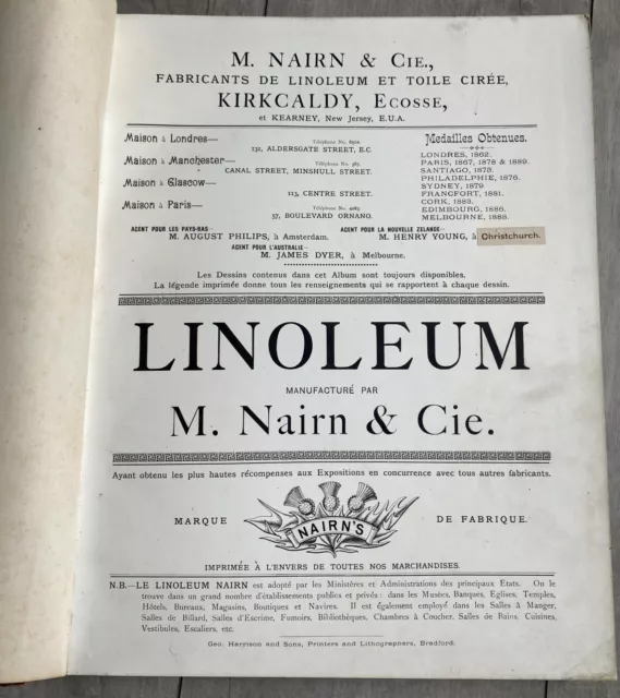 Linoleum Nairn 1891-92 - en français - rare 2
