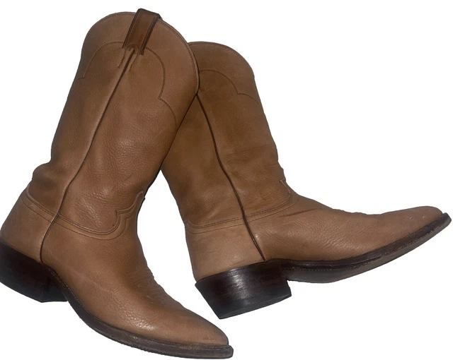 JUSTIN EURO ELK Leather Cowboy Boots Mens Size 7 EE Tan Made In USA Boot 1325 55.00 PicClick