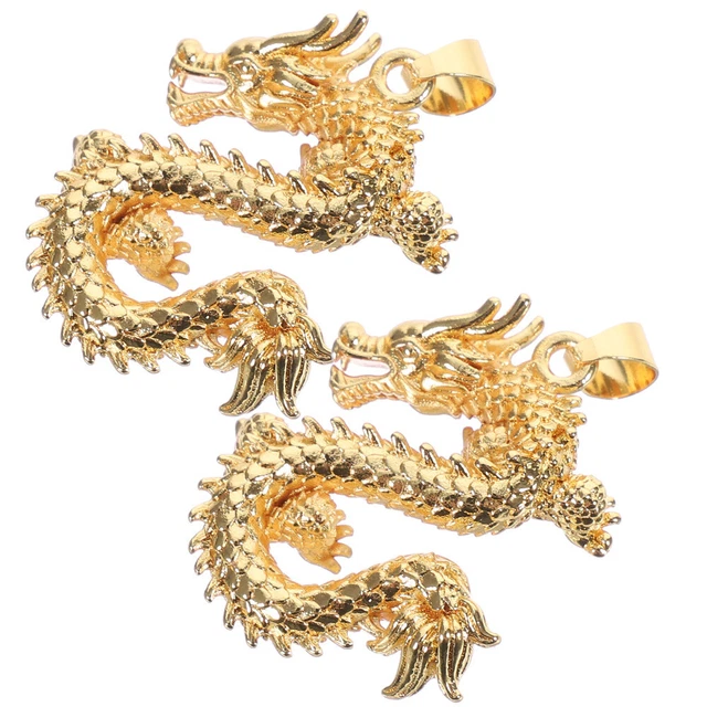 2 piezas Collares Colgantes Dragón Chino Colgantes Dijes Joyería Regalo