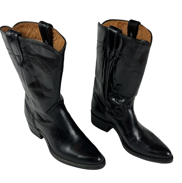 VINTAGE ACME BLACK Leather USA Boots Women s 5.5 D Western Cowboy