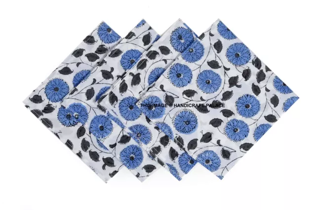 Indian Hand Block Print 100% Cotton Voile Fabric Napkins Set 48 Pc Sun Flower