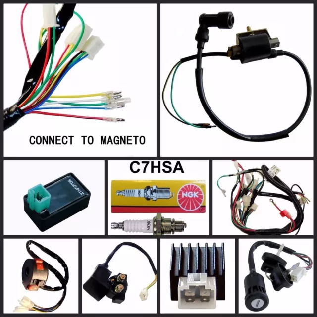 Full Electrics Wiring Harness Coil Cdi 110Cc 125Cc Go Kart Atv Quad Bike Buggy