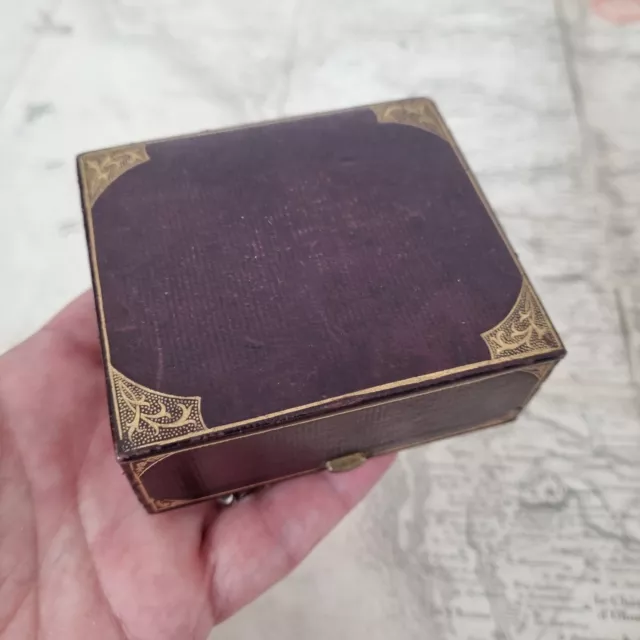 Ecrin Boite A Bijoux Ancien en Cuir 1900 Superbe Leather Jewel Case Box 2