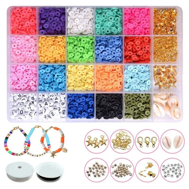 Clay Flat Beads,Round Clay Spacer Beads Clay Beads for Jewellery Making BraW7