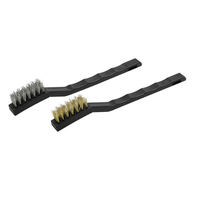 2pcs Acier inox brosse laiton poignée incurvée à poils à gratter