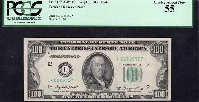 STAR NOTE * 1950A $100 San Francisco Federal Reserve Star Note  Fr. #2158-L*