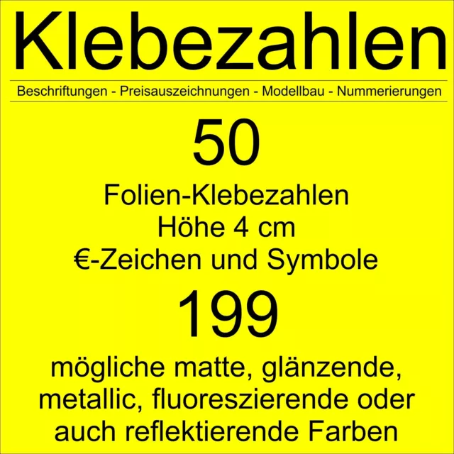 KLEBEZAHLEN 4 CM Zahlen Ziffern Nummern Aufkleber selbstklebend Folie  Sticker EUR 3,99 - PicClick DE