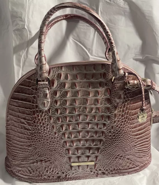 Brahmin Georgina Pink Icing Melbourne Croc Embossed Leather Satchel NWT