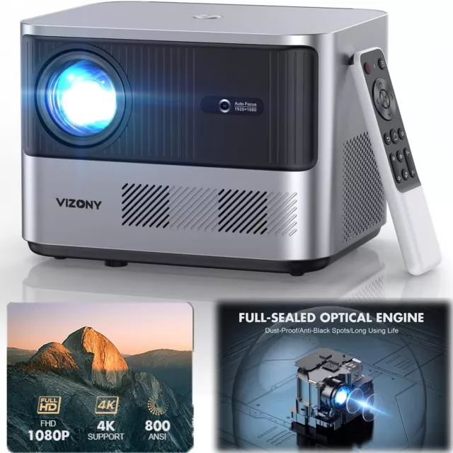 VIZONY FHD 1080P Projectors 800ANSI 5G WiFi Bluetooth Full-Sealed 4K Support NEW