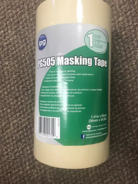 (6) 1 1/2" IPG Professional Natural Paper Painter Masking Adhesive Tape - USA